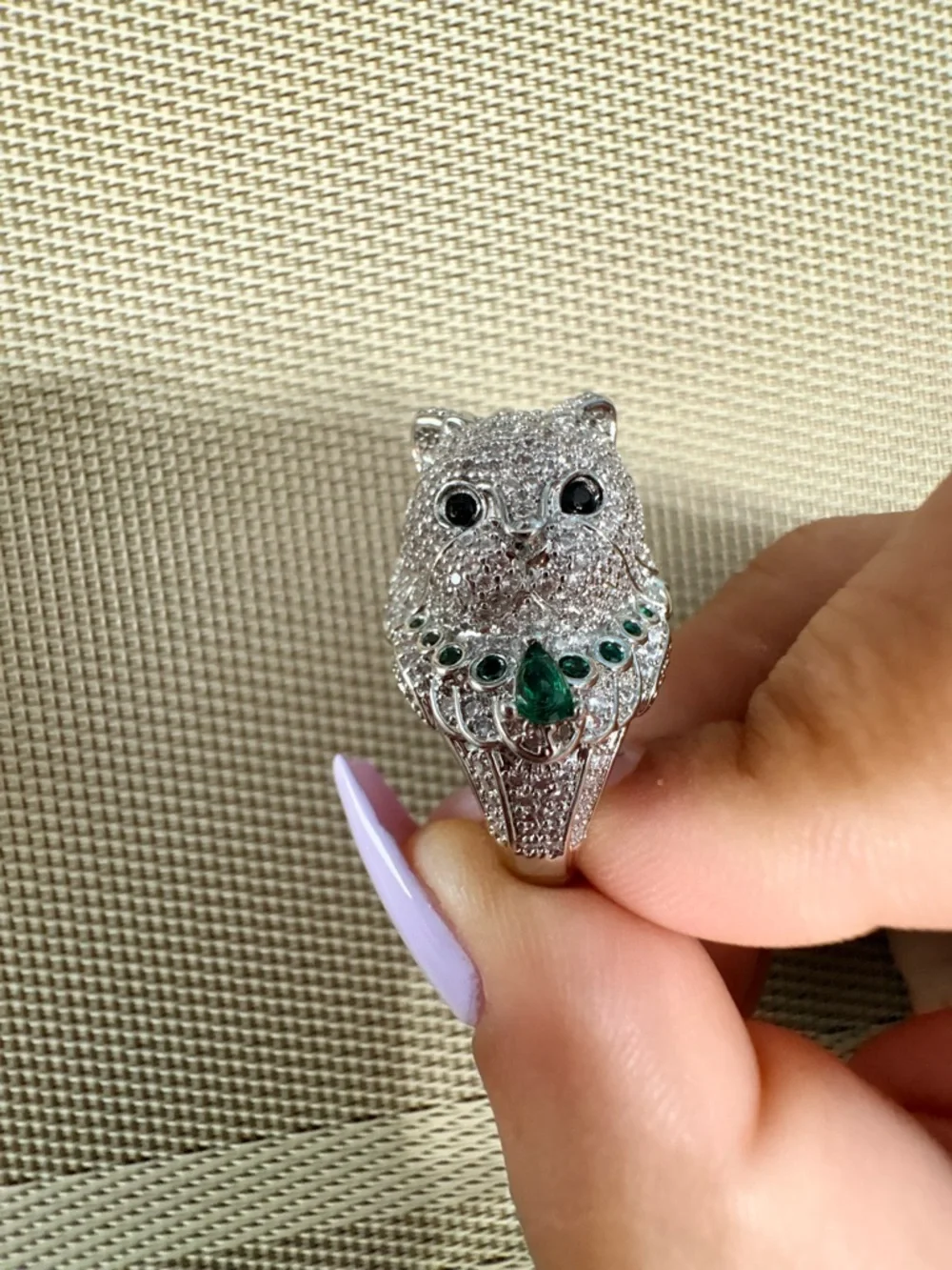 2-4-$40 Madame Cat- Silver with Green Accent Stones - Women's Jewelry